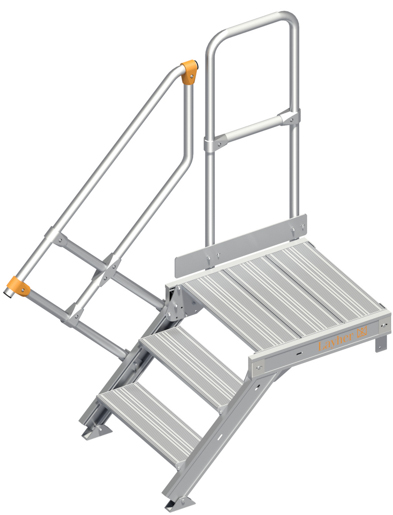 Layher Alu-Treppe 45° mit Handlauf 0,60x0,60m, mit Plattform #1126403